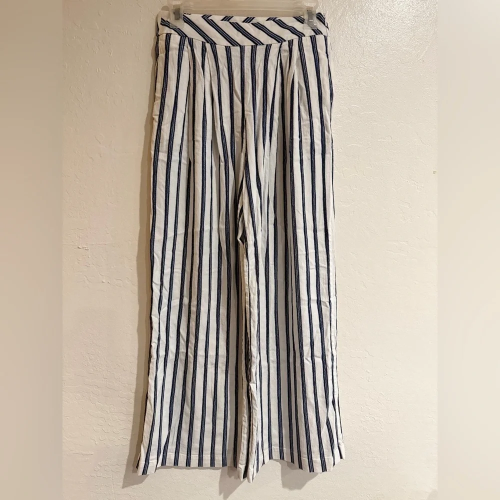 Free People White Tuxedo Stripe High Waist Wide Leg Palazzo Pants Size XS